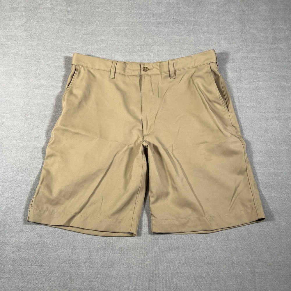 PGA Tour Golf Performance Flat Front Chino Shorts Mens 36 Tan Polyester